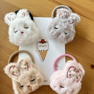 TAVŞAN PELUŞ LASTİK TOKA - Görsel 2
